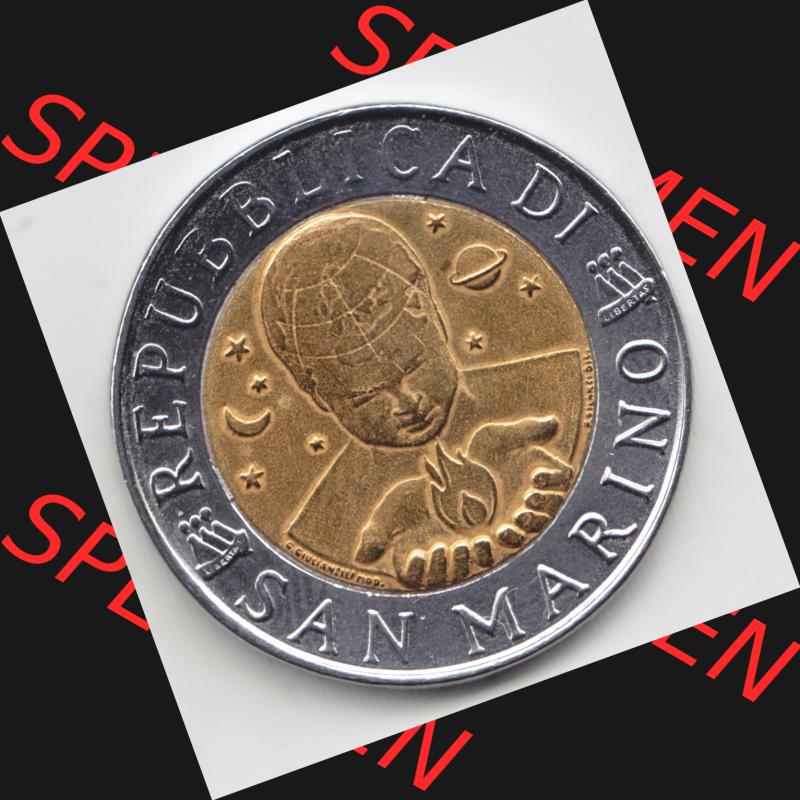 Münzen San Marino Gedenkmünze 1996-1996, 500 Lire Die Künste. Wappen der 500 Lire Gedenkmünzen von San Marino Eurovorläufer als Bildmaterial im online Katalog und... Sammlung