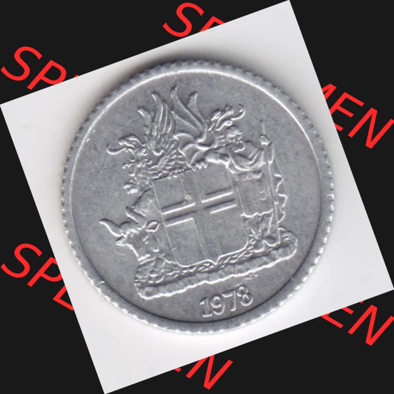 Münzen Island Umlaufmünze 1976-1980, 1 Krona, Krone 1978. Vorderseite der alten Isländischen Umlaufmünze aus Island in Isländischen Kronen-Währung zum katalogisieren... Sammlung