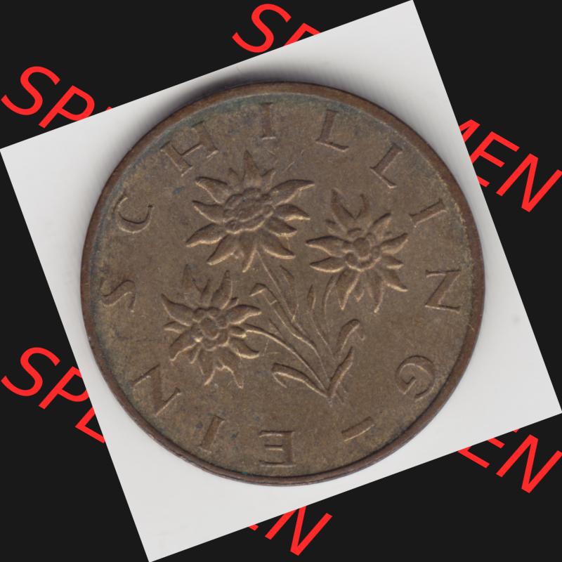 Münzen Österreich Umlaufmünze 1959-2001, 1 Schilling 1989, Bild mit Rückseite der österreichischen Münze als Bildmaterial, des Bildes zur deiner Nutzung Sammlung