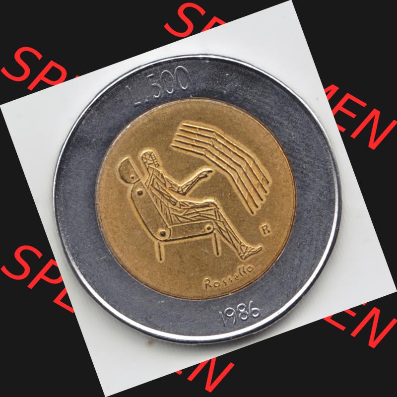 Münzen San Marino Gedenkmünze 1986-1986, 500 Lire Revolution der Technologie. Wappen der 500 Lire Gedenkmünzen von San Marino Eurovorläufer als Bildmaterial im online Katalog... Sammlung