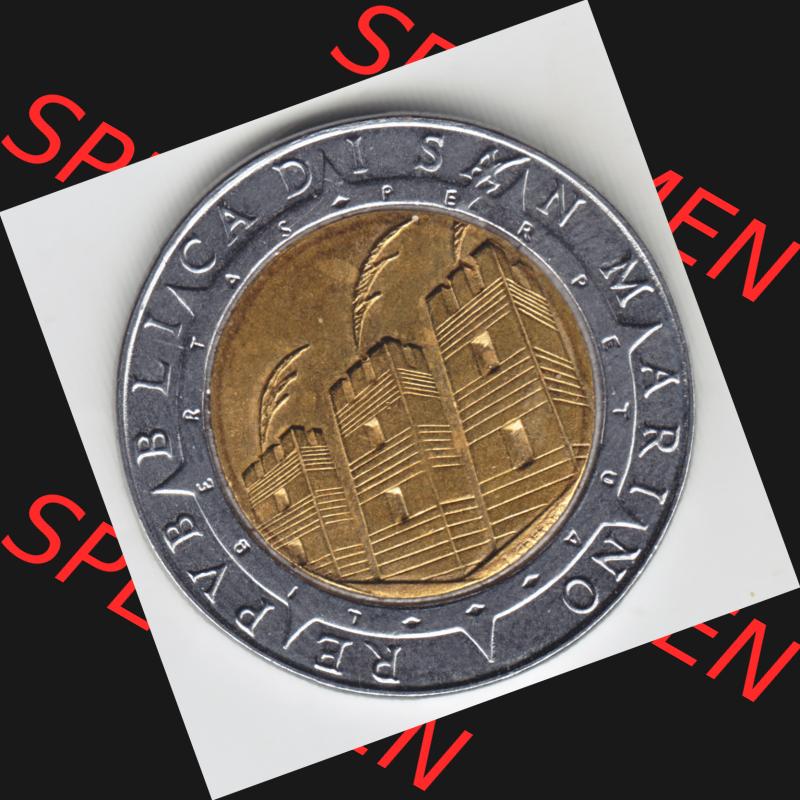Münzen San Marino Gedenkmünze 1992-1992, 500 Lire Columbus. Wappen der 500 Lire Gedenkmünzen von San Marino Eurovorläufer als Bildmaterial im online Katalog und Datenbank... Sammlung