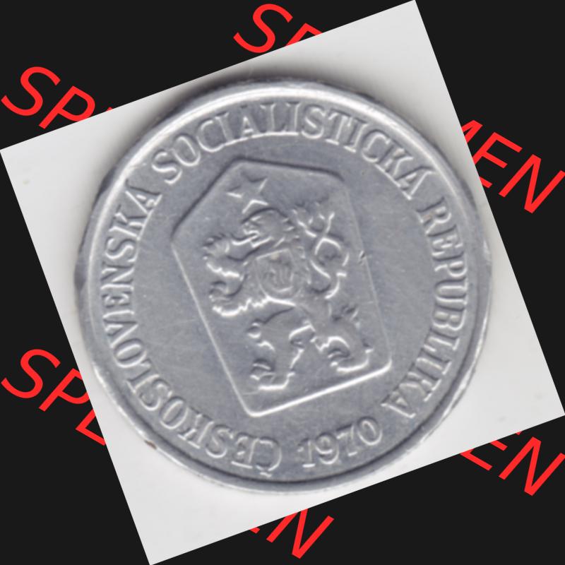Münzen Tschechoslowakei Umlaufmünze 1961-1971, 10 Heller. Vorderseite der Münze aus Tschechoslowakei als Bildmaterial für Sammler und Münzen-Webseiten hier im online... Sammlung