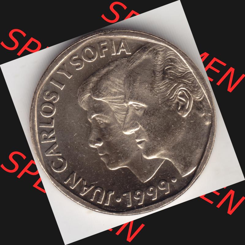 Münzen Spanien Umlaufmünze 1993-2001, 500 PTAS, Peseten 1999. Rückseite der spanischen Umlaufmünze aus Spanien vor der Euro-Einführung in Spanien zum katalogisieren... Sammlung
