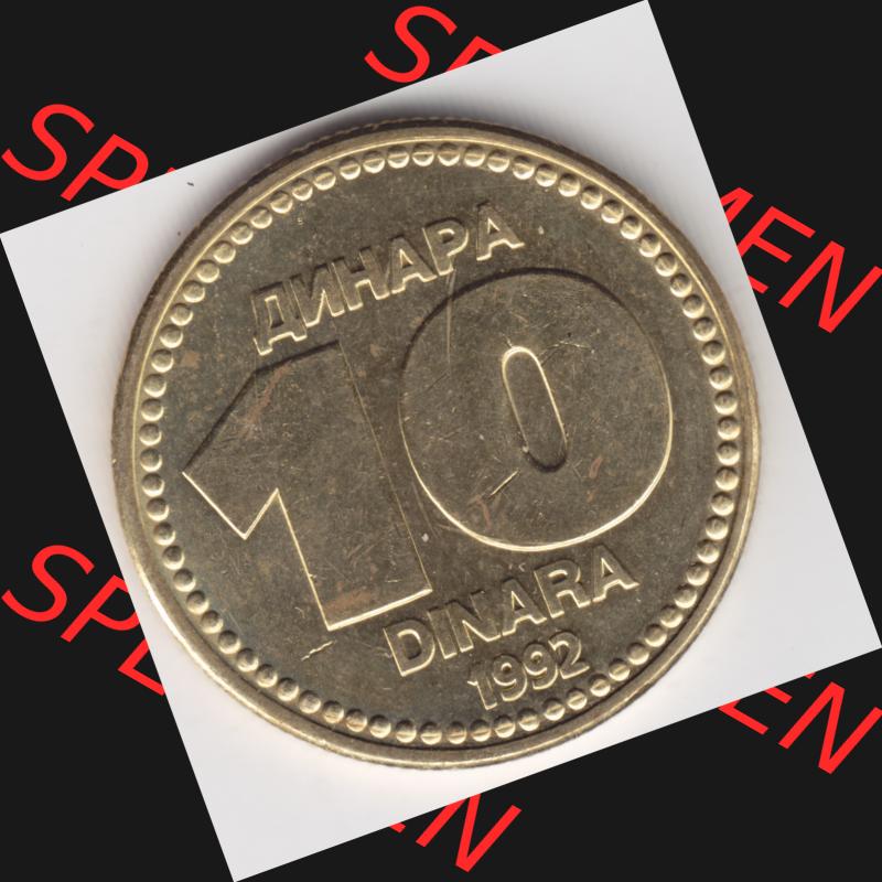 Münzen Jugoslawien Umlaufmünze 1992-1992, 10 Dinara, Anhapa, Dinar, Bild mit Vorderseite der Münze als Bildmaterial Sammlung