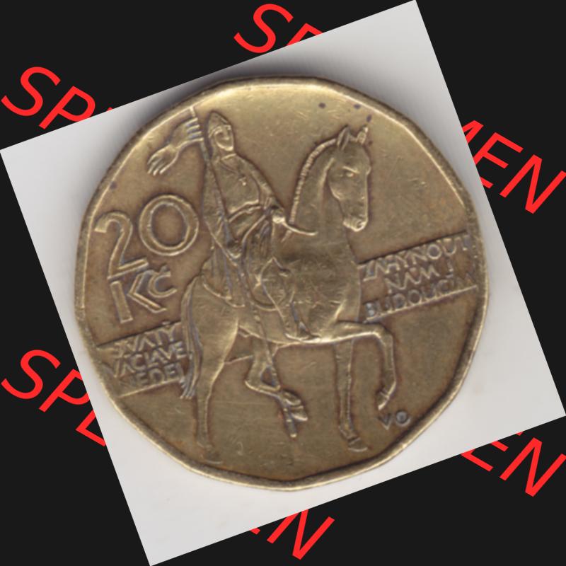 Münzen Tschechien Umlaufmünze 1993-Heute, 20 Kronen. Rückseite der Münze aus Tschechien als Bildmaterial für Sammler und Münzen-Webseiten hier im online Katalog... Sammlung