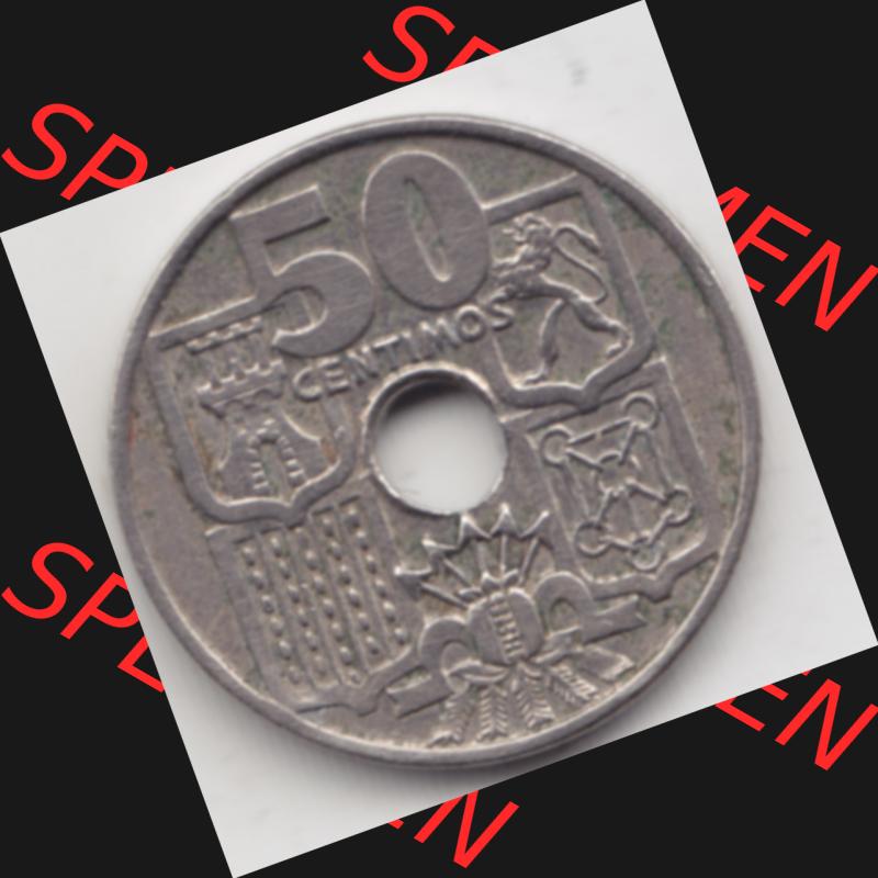 Münzen Spanien Umlaufmünze 1949-1963, 50 Centimos 1963. Vorderseite der Peseten Umlaufmünze aus Spanien vor Einführung der Euromünzen in Spanien zum katalogisieren... Sammlung