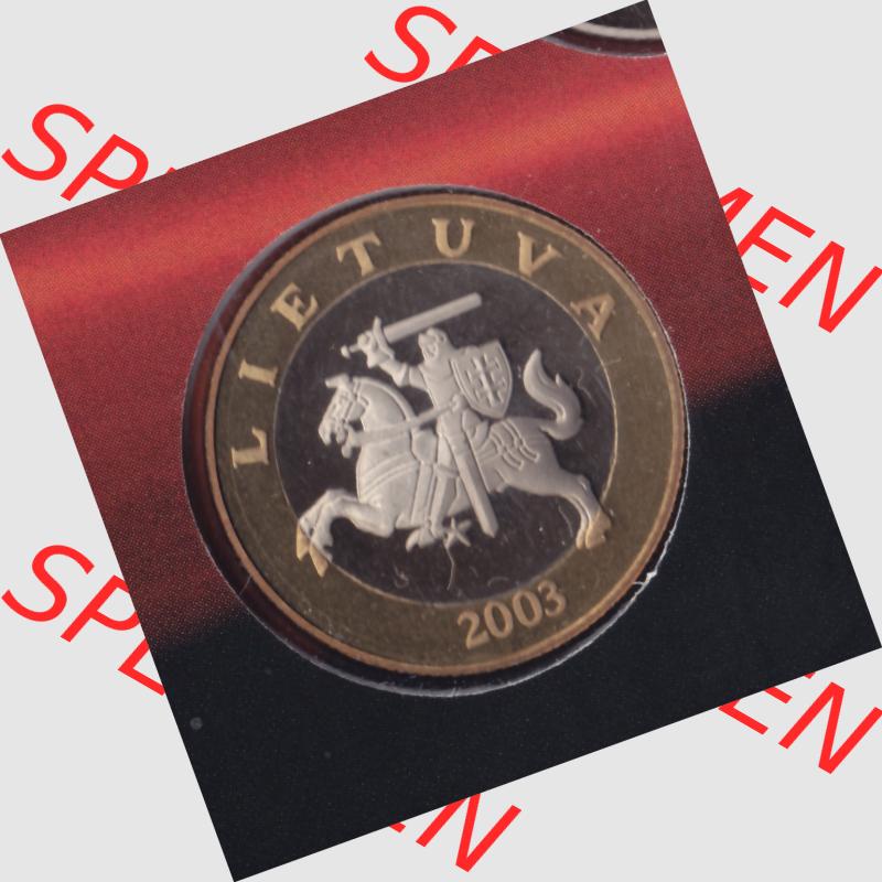 Münzen Litauen Umlaufmünze 2003, 2 Litai, Bild mit Rückseite der Münze als Bildmaterial Sammlung
