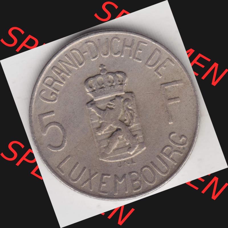 Münzen Luxemburg Umlaufmünze 1962-1962, 5 Franken - Francs 1962, Bild mit Vorderseite der Münze als Bildmaterial Sammlung