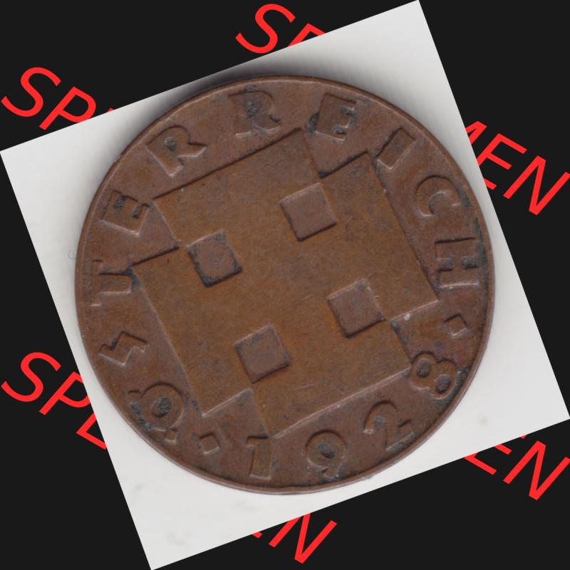 Münzen Österreich Umlaufmünze 1925-1938, 2 Groschen 1928, Bild mit Rückseite der österreichischen Münze als Bildmaterial, des Bildes zur deiner Nutzung Sammlung