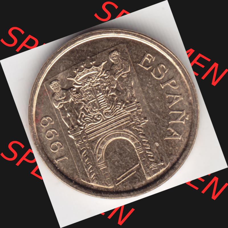 Münzen Spanien Umlaufmünze 1999-1999, 5 Ptas, Peseten 1999. Rückseite der spanischen Umlaufmünze aus Spanien vor der Euro-Einführung in Spanien zum katalogisieren... Sammlung
