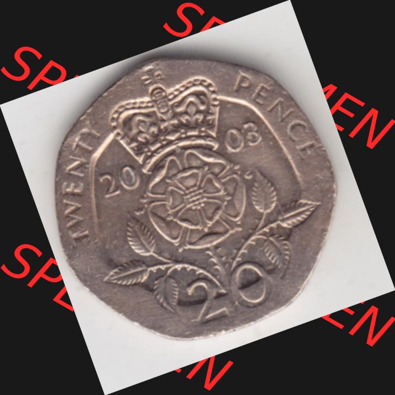 Münzen Großbritannien Umlaufmünze 1998-2008, 20 Pence 2003. Vorderseite der alten britischen Münze aus Großbritannien zum katalogisieren und verwalten im Münzen-Katalog... Sammlung