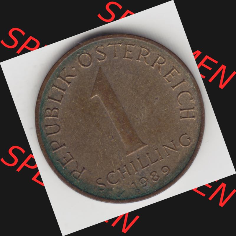 Münzen Österreich Umlaufmünze 1959-2001, 1 Schilling 1989, Bild mit Vorderseite der Münze aus Österreich als Bildmaterial, für dich selbst Sammlung