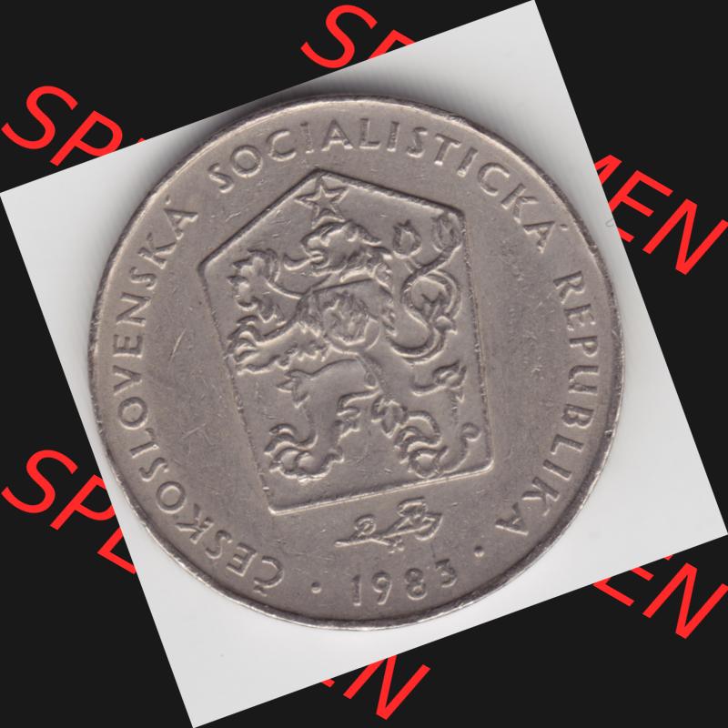 Münzen Tschechoslowakei Umlaufmünze 1972-1990, 2 Kcs, Koruny, Kronen. Vorderseite der Münze aus Tschechoslowakei als Bildmaterial für Sammler und Münzen-Webseiten... Sammlung