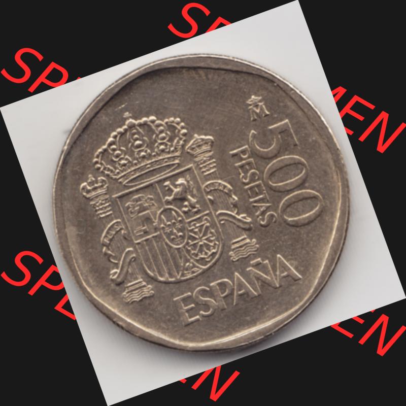 Münzen Spanien Umlaufmünze 1987-1990, 500 Peseten 1988. Vorderseite der alten Peseten Umlaufmünze aus Spanien vor Einführung der Euromünzen in Spanien zum katalogisieren... Sammlung