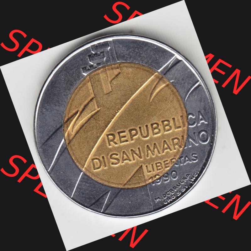 Münzen San Marino Gedenkmünze 1990-1990, 500 Lire 1600 Jahre San Marino. Wappen der 500 Lire Gedenkmünzen von San Marino Eurovorläufer als Bildmaterial im online Katalog... Sammlung