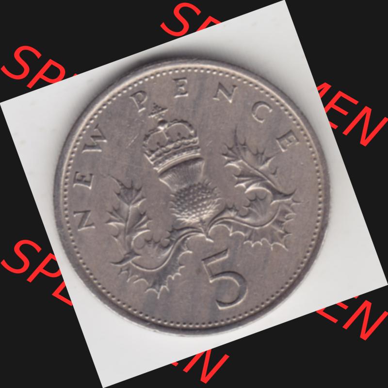 Münzen Großbritannien Umlaufmünze 1968-1981, New Pence 1968. Vorderseite der alten britischen Münze aus Großbritannien zum katalogisieren und verwalten im Münzen-Katalog... Sammlung