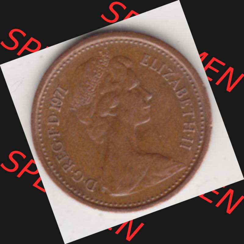 Münzen Großbritannien Umlaufmünze 1971-1981, 1/2 New Penny 1971. Rückseite der alten britischen Münze aus Großbritannien zum katalogisieren und verwalten... Sammlung