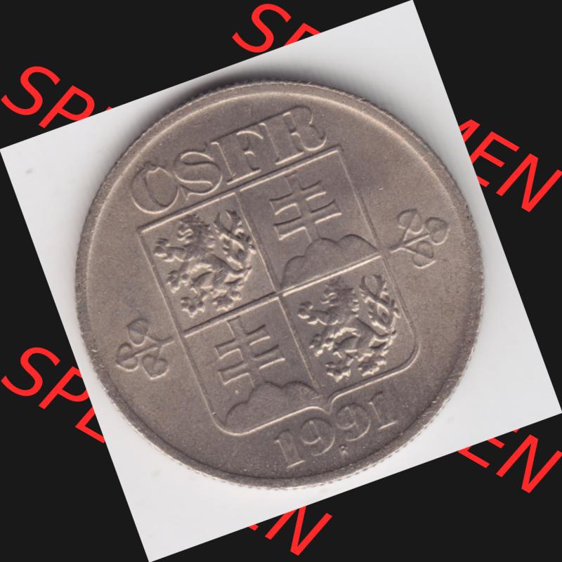 Münzen Tschechoslowakei Umlaufmünze 1991-1992 50 h, Haleru, Heller. Vorderseite der Münze aus Tschechoslowakei als Bildmaterial für Sammler und Münzen-Webseiten... Sammlung