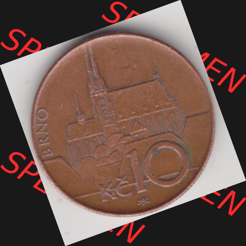 Münzen Tschechien Umlaufmünze 1993-Heute, 10 Kronen. Rückseite der Münze aus Tschechien als Bildmaterial für Sammler und Münzen-Webseiten hier im online Katalog... Sammlung
