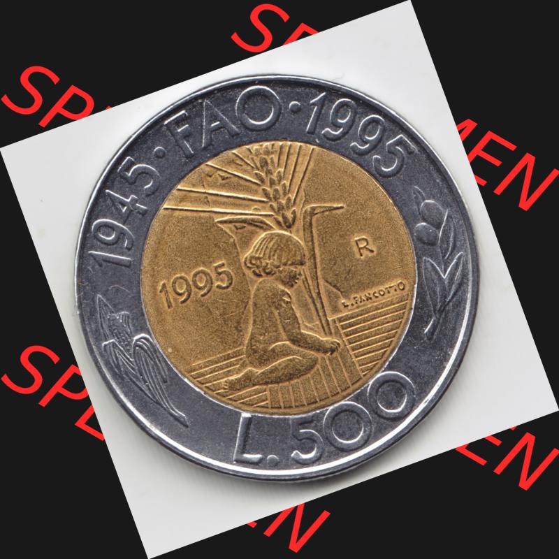 Münzen San Marino Gedenkmünze 1995-1995, 500 Lire F.A.O.. 500 Lire Gedenkmünzen von San Marino Eurovorläufer als Bildmaterial im online Katalog und... Sammlung