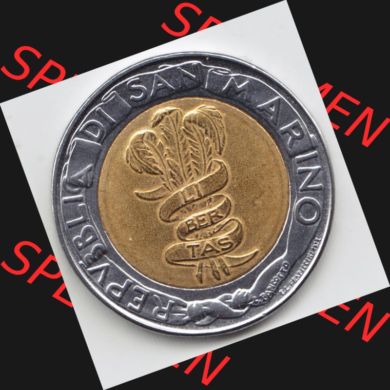 Münzen San Marino Gedenkmünze 1995-1995, 500 Lire F.A.O.. Wappen der 500 Lire Gedenkmünzen von San Marino Eurovorläufer als Bildmaterial im online... Sammlung
