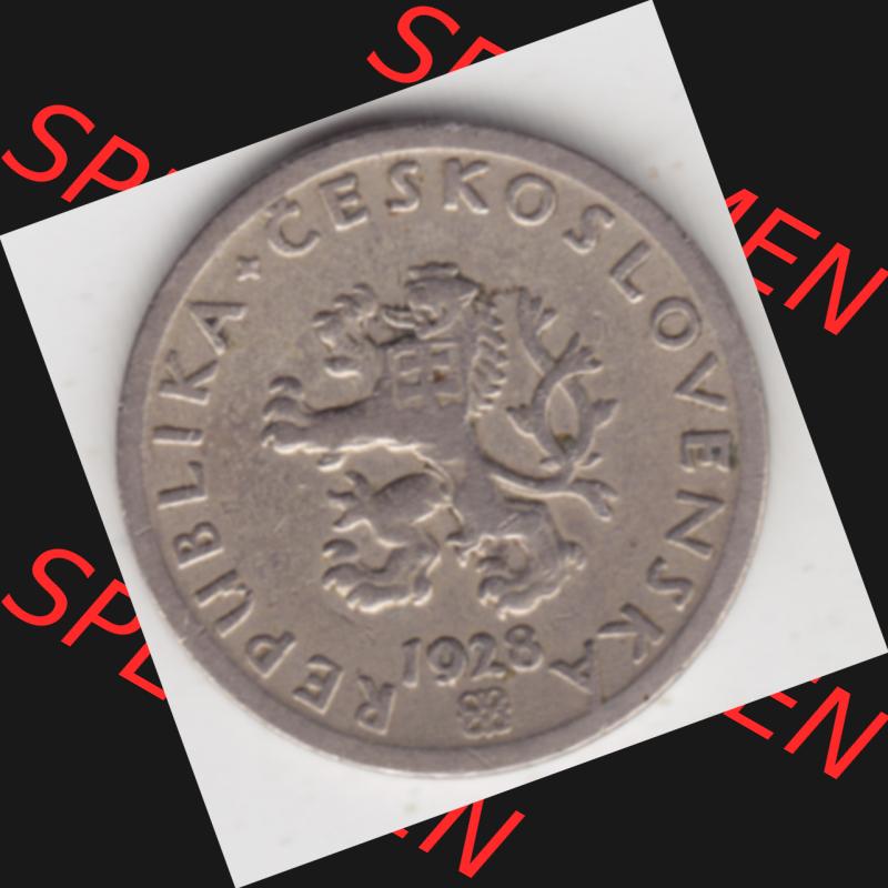 Münzen Tschechoslowakei Umlaufmünze 1921-1938, 20 Heller. Vorderseite der Münze aus Tschechoslowakei als Bildmaterial für Sammler und Münzen-Webseiten hier im online... Sammlung