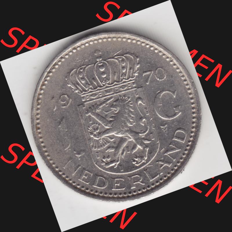 Münzen Niederlande Umlaufmünze 1967-1980, 1 Gulden 1970, Bild mit Vorderseite der Münze als Bildmaterial Sammlung