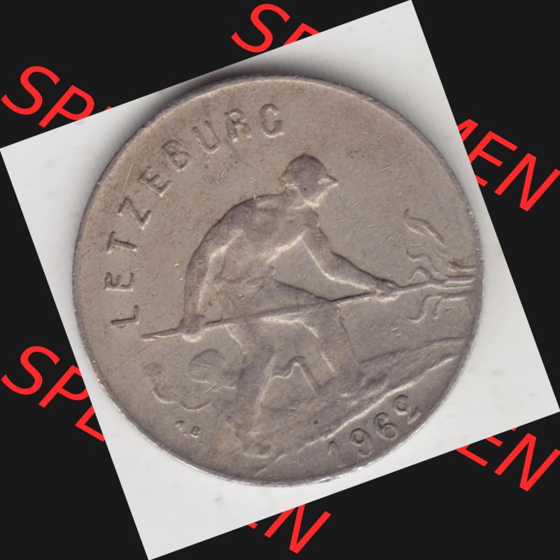 Münzen Luxemburg Umlaufmünze 1952-1964, 1 F, Franc, Franken 1962, Bild mit Rückseite der Münze als Bildmaterial Sammlung