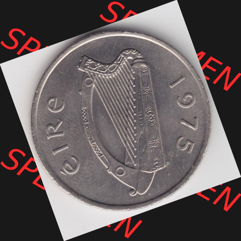 Münzen Irland Umlaufmünze 1975, 5 Pence. Rückseite der alten irischen Umlaufmünze aus Irland in Irische Pfund-Währung zum katalogisieren und verwalten im Münzen-Katalog... Sammlung