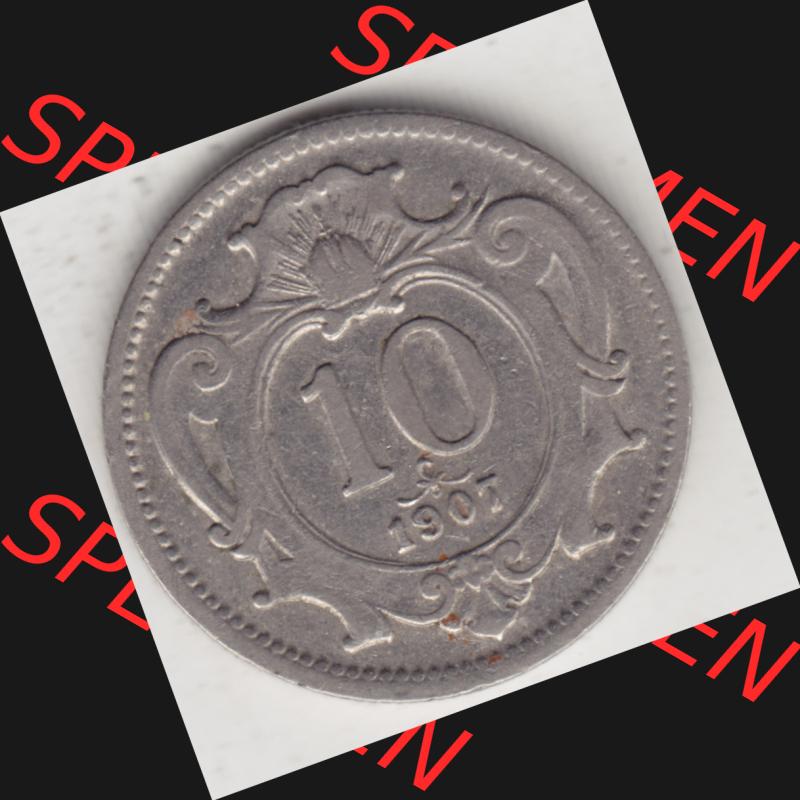 Münzen Österreich Umlaufmünze 1892-1911, 10 Heller 1907, Bild mit Vorderseite der Münze aus Österreich als Bildmaterial, für dich selbst Sammlung