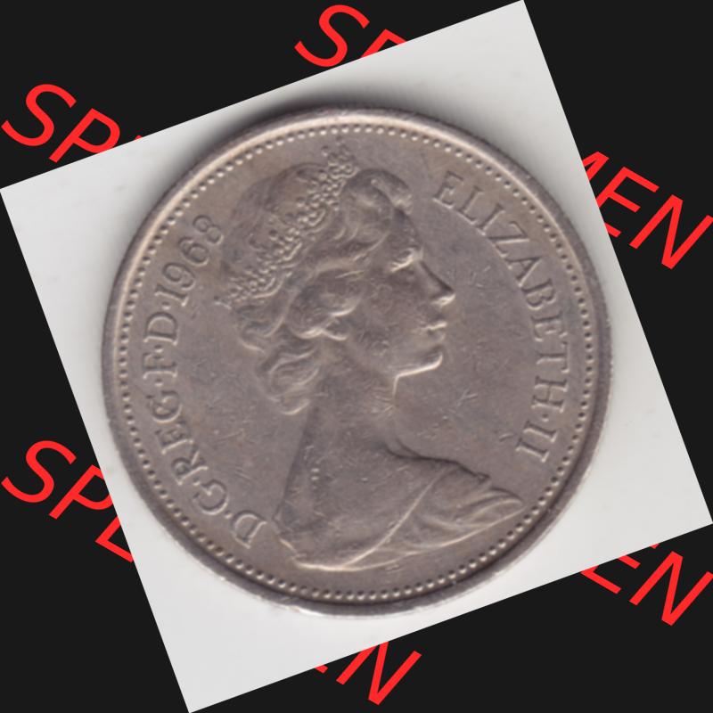 Münzen Großbritannien Umlaufmünze 1968-1981, New Pence 1968. Rückseite der alten britischen Münze aus Großbritannien zum katalogisieren und verwalten im Münzen-Katalog... Sammlung