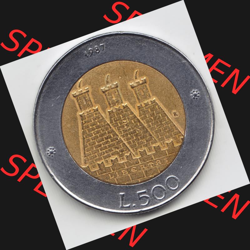 Münzen San Marino Gedenkmünze 1987-1987, 500 Lire 15. Jahrestag - Wiederaufnahme der Münzenprägung. 500 Lire Gedenkmünzen von San Marino Eurovorläufer... Sammlung