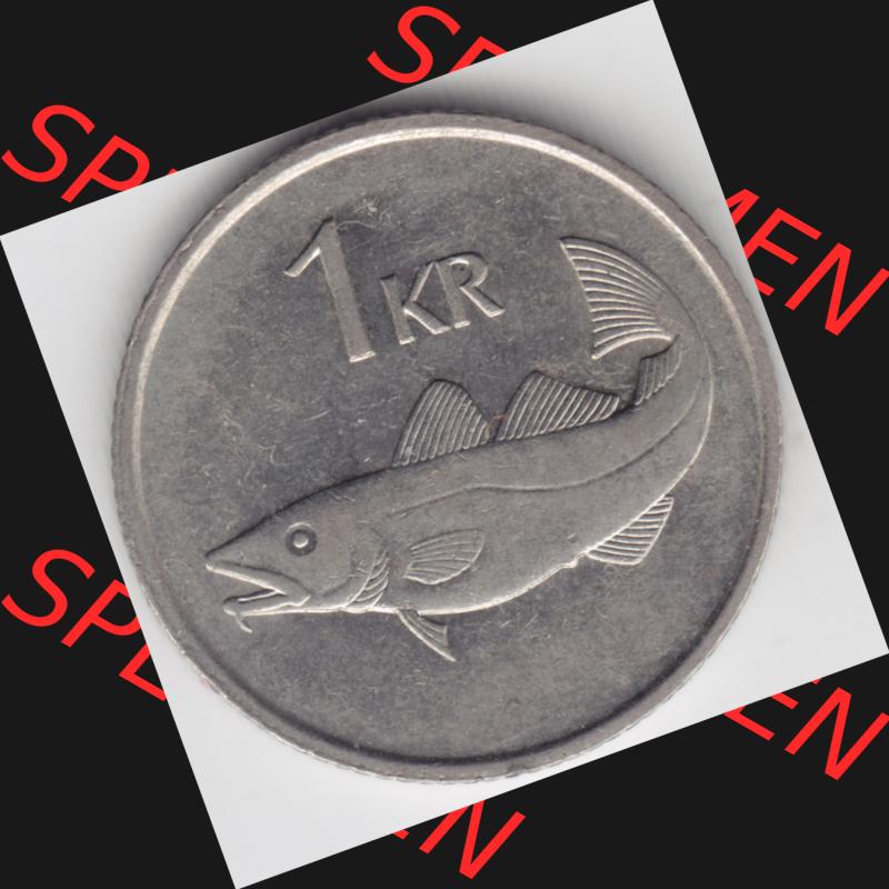 Münzen Island Umlaufmünze 1981-1987, 1 KR, Krone. Rückseite der alten Isländischen Umlaufmünze aus Island in Isländischen Kronen-Währung zum katalogisieren... Sammlung