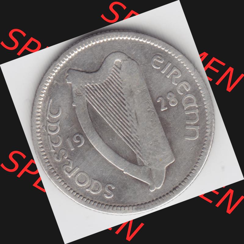 Münzen Irland Umlaufmünze 1928-1937, 1 Schilling, Scillins Silbermünze 1928. Rückseite der alten irischen Umlaufmünze aus Irland in Irische Pfund-Währung... Sammlung
