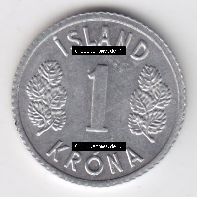 Münzen Island Umlaufmünze 1976-1980, 1 Krona, Krone 1978. Rückseite der alten Isländischen Umlaufmünze aus Island in Isländischen Kronen-Währung zum... Sammlung