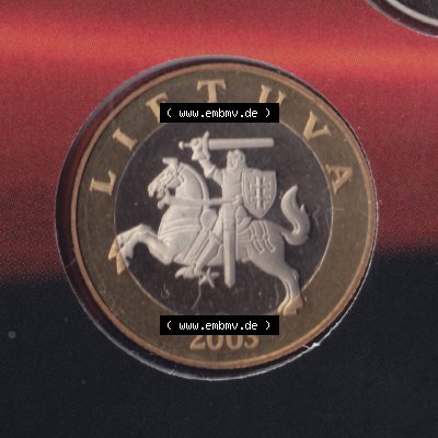 Münzen Litauen Umlaufmünze 2003, 2 Litai, Bild mit Rückseite der Münze als Bildmaterial Sammlung