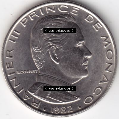 Münzen Monaco Umlaufmünze 1960-1995, 1 Fr, Franc, Franken Rainier III Prince de Monaco II 1982 (2) Sammlung