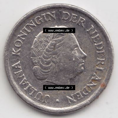 Münzen Niederlande Umlaufmünze 1950-1980, 25 Cent 1980, Bild mit Rückseite der Münze als Bildmaterial Sammlung