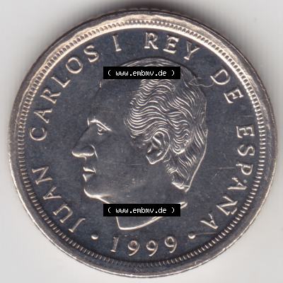 Münzen Spanien Umlaufmünze 1998-2000, 10 Pesetas, Peseten 1999. Rückseite der spanischen Umlaufmünze aus Spanien vor der Euro-Einführung in Spanien zum katalogisieren... Sammlung