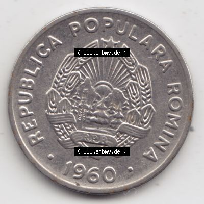 Münzen Rumänien Umlaufmünze 1960-1960, 15 Bani Kursmünze, Bild mit Rückseite der Münze als Bildmaterial Sammlung