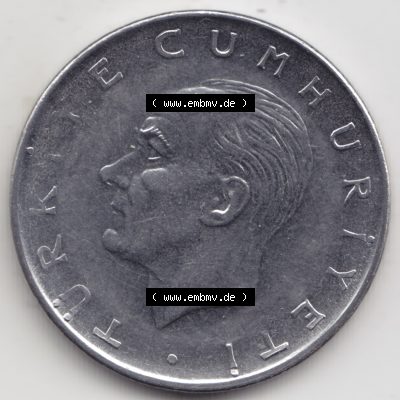 Münzen Türkei Umlaufmünze 1967-1980, 1 Lira - Lire. Rückseite der Münze der Türkei als Bildmaterial für Sammler und Münzen-Webseiten hier im online... Sammlung