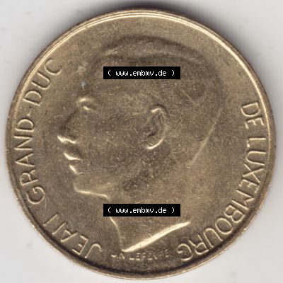 Münzen Luxemburg Umlaufmünze 1989-1995, 5 Franken - Francs 1990, Bild mit Rückseite der Münze als Bildmaterial Sammlung