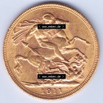 Münzen Großbritannien Goldmünze 1911-1927, 1 Pfund Sovereign 1914. Vorderseite der alten britischen Münze aus Großbritannien zum katalogisieren und verwalten im... Sammlung