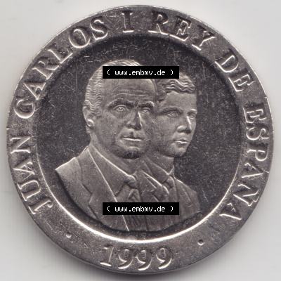 Münzen Spanien Umlaufmünze 1998-2000, 200 PTAS, Peseten 1999. Rückseite der spanischen Umlaufmünze aus Spanien vor der Euro-Einführung in Spanien zum katalogisieren... Sammlung