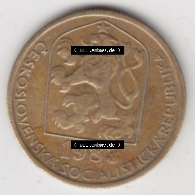 Münzen Tschechoslowakei Umlaufmünze 1972-1990, 20 Heller. Vorderseite der Münze aus Tschechoslowakei als Bildmaterial für Sammler und Münzen-Webseiten hier im online... Sammlung