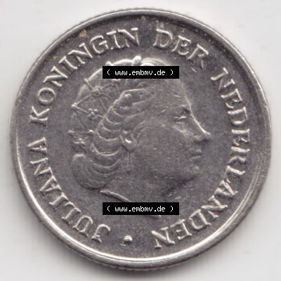 Münzen Niederlande Umlaufmünze 1950-1980, 10 Cent 1973, Bild mit Rückseite der Münze als Bildmaterial Sammlung
