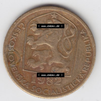 Münzen Tschechoslowakei Umlaufmünze 1972-1990 20 h, Heller, Haleru. Vorderseite der Münze aus Tschechoslowakei als Bildmaterial für Sammler und Münzen-Webseiten... Sammlung