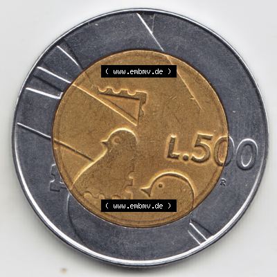 Münzen San Marino Gedenkmünze 1990-1990, 500 Lire 1600 Jahre San Marino. 500 Lire Gedenkmünzen von San Marino Eurovorläufer als Bildmaterial im online Katalog und Datenbank... Sammlung