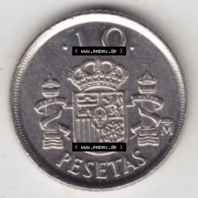 Münzen Spanien Umlaufmünze 1992-1992, 10 Peseten 1992. Vorderseite der alten Peseten Umlaufmünze aus Spanien vor Einführung der Euromünzen in Spanien zum katalogisieren... Sammlung