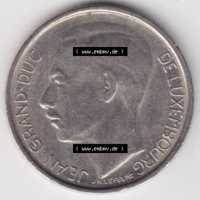Münzen Luxemburg Umlaufmünze 1965-1984, 1 F, Franc, Franken 1965, Bild mit Rückseite der Münze als Bildmaterial Sammlung